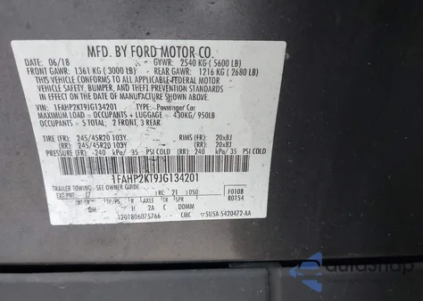 2018 Ford Taurus Sho from USA, damaged, VIN 1FAHP2KT9JG134201